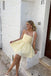 Strapless Light Yellow Tulle Short Homecoming Dress, Short Homecoming Gown CHH0191