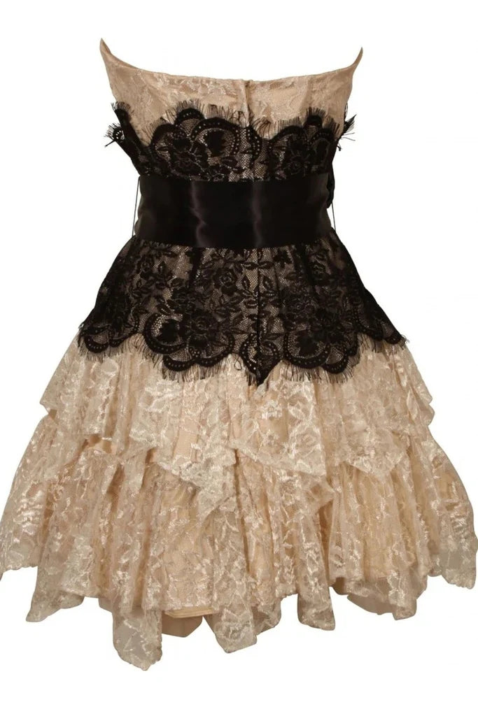 A Line Strapless Lace Short Homecoming Gown with Bow, Pink Cute Hoco Dress CHP0457