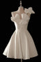 Short Ivory A-Line Homecoming Dress With Bowknot, Cute Party Dress chh0164