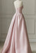 Gorgeous A-Line Pink Satin Strapless Long Prom Dress, Formal Dress With Tulle CHP0283