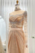 A Line Sheer Neck Long Prom Dress With Beading,  Long Sleeves Evening Dress CHP0273