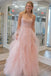 Strapless Light Pink Sequin Beaded Tulle Stunning Prom Dress, Evening Gown CHP0309