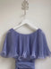 A Line Blue Pleated Chiffon Long Evening Dress, Party Dresses with Ruffles CHP0436