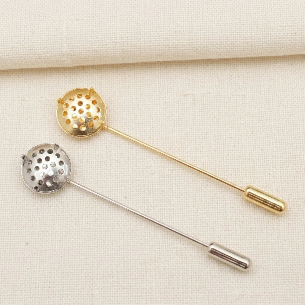 Mesh Disc Brooch Base Gold Silver Jewelry Findings for Wire Crochet CHJ1003