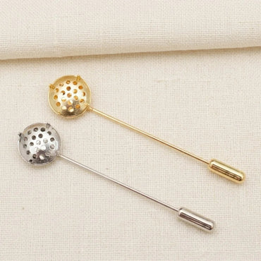 Mesh Disc Brooch Base Gold Silver Jewelry Findings for Wire Crochet CHJ1003