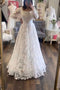 Modest Wedding Dress Long Sleeve Lace Applique Classic A-Line Wedding Dress CHW0206