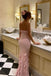 Halter Pink Mermaid Floor-Length Long Evening Dress , Prom Dress CHP0379