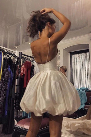 Off White Backless Homecoming Dress A Line Cute School Party Dress CHH0195