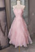 Princess Pink Beaded Ruffle Short Prom Dress Organza Homecoming Dress, Cute Party Dress chh0167