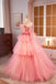 Pink Spaghetti Strap Tulle Long Prom Dress, Beautiful A-Line Formal Sweet 16 Dress CHP0317