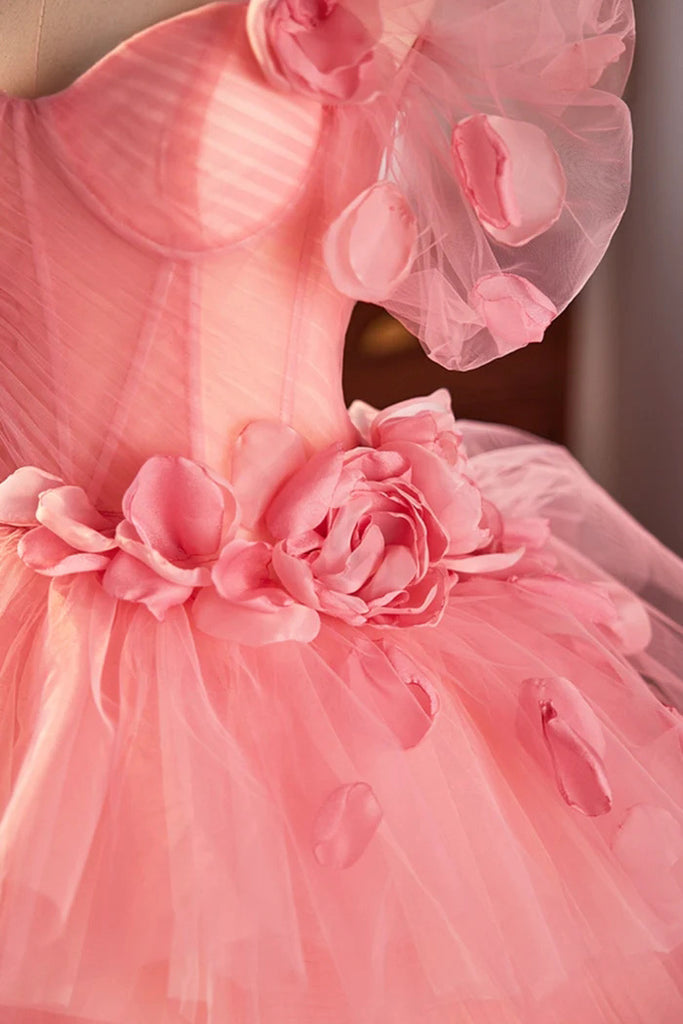 Pink Spaghetti Strap Tulle Long Prom Dress, Beautiful A-Line Formal Sweet 16 Dress CHP0317