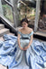 Light Blue Satin Ball Gown Prom Dress With Pleats, Princess Quinceanera Dresses CHP0407
