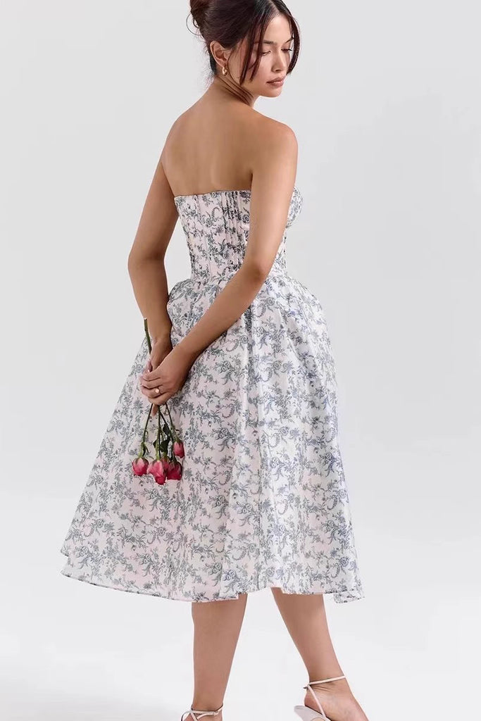 Strapless Prom Dress, Homecoming Dress With Floral CHP0445