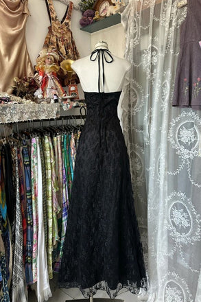Black Halter V Neck Long Prom Dress,Long Evening Gowns CHP0439
