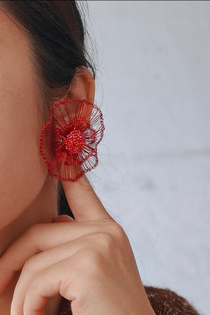 Wire Crochet Large Flower Earring Material Kit | DIY Floral Jewelry Set with Full Video Tutorial CHJ1011
