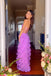 A Line Purple Chiffon Long Evening Dress, Party Dresses with Slit CHP0437