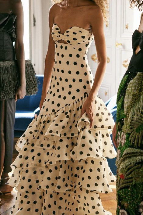 Strapless Polka Dots Dress Fashion Prom Evening Dresses CHP0458
