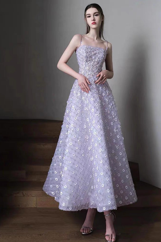 Purple Spaghetti Straps A Line Prom Dress, Ankle-Length Evening Gown C cherishgirls Purple Spaghetti Straps A Line Prom Dress, Ankle-Length Evening Gown C cherishgirls