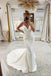 Spaghetti Straps V-Neck Pleats Simple Mermaid Satin Wedding Dress CHW0169