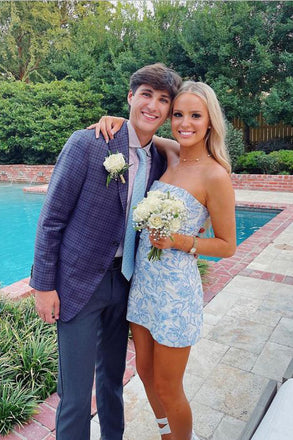 Short Blue Bodycon Homecoming Dress, Cute Party Dress chh0163