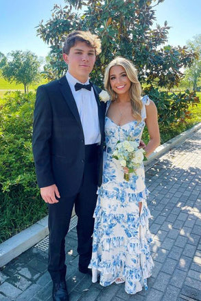 Elegant Printing Formal Evening Dress Sleeveless Dress with Split,Prom Dresses CHP0303