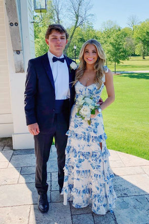 Elegant Printing Formal Evening Dress Sleeveless Dress with Split,Prom Dresses CHP0303