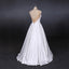 Simple Straps White Satin Wedding Dresses, Floor Length Satin Backless Bridal Dresses UQ2356