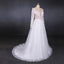 White A Line Tulle Long Sleeves Wedding Gown, Cheap Bridal Dress with Lace Appliques UQ2308