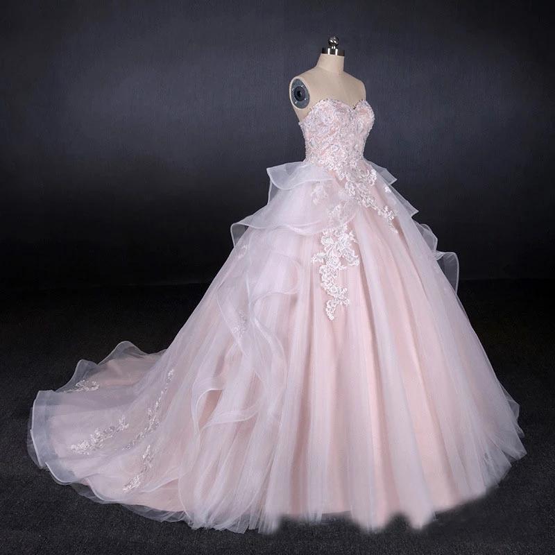Ball Gown Sweetheart Tulle Wedding Dress with Lace Appliques, Puffy Bridal Dresses UQ2306