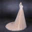 Sexy Sheer Neck Long Sleeves Tulle Wedding Dress, Charming Tulle Bridal Dress UQ2307