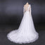 White A Line Tulle Long Sleeves Wedding Gown, Cheap Bridal Dress with Lace Appliques UQ2308