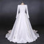 Cheap Long Sleeves Satin White Wedding Dress, Simple Backless Bridal Dresses UQ2301