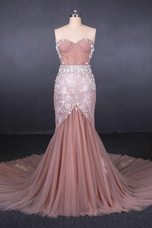 Gorgeous Sweetheart Mermaid Tulle Prom Dress, Long Evening Dresses N2343