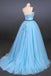Light Blue High Low Strapless Tulle Prom Dresses, Hi-Lo Tulle Evening Dresses UQ2340