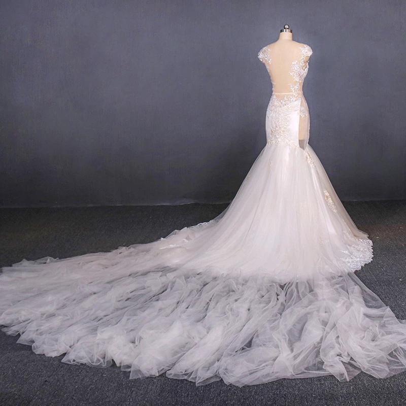 Gorgeous Mermaid Tulle Wedding Dress, Chapel Train Long Bridal Gown UQ2303