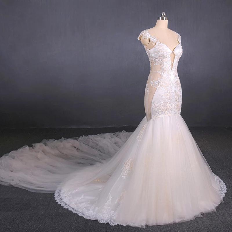 Gorgeous Mermaid Tulle Wedding Dress, Chapel Train Long Bridal Gown UQ2303