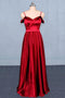 Red Spaghetti Straps A Line Simple Prom Dress, Cheap Long Evening Dress UQ2339