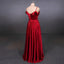 Red Spaghetti Straps A Line Simple Prom Dress, Cheap Long Evening Dress UQ2339