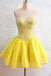 Charming Beautiful Organza Sweetheart Yellow Homecoming Dresses With Beading chh0084