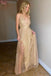 Stunning A Line Spaghetti Straps V Neck Long Prom Dress,Gorgeous Formal Gown CHP0124