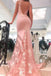 Gorgeous Pink Satin Mermaid Long Prom Dress With Applique, Formal Dress CHP0205