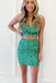 Glitter Two Piece Green Sequins Tight Short Homecoming Dress, Graduation Dresses, Sweet Dress chh0068