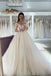 Champagne Tulle Lace Long Wedding Dress ,Beach Bridal Gown With Appliques CHW0046
