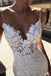 Elegant White Beach Lace Wedding Dresses, Mermaid V Neck Backless Bridal Gown CHW0150