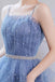 Shiny Blue Tulle A-Line Spaghetti Straps Homecoming Dresses,Short Party Gowns,Hoco Dress chh0137