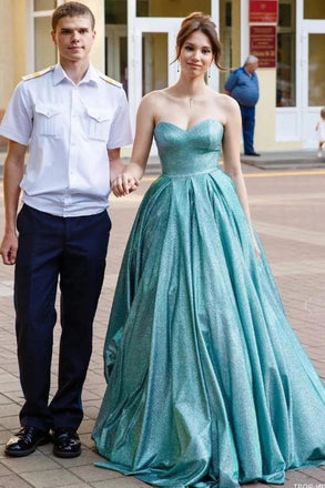 Shiny Sweetheart Blue Long Prom Dresses,Stunning Formal Evening Gowns chp0143