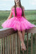 Hot Pink Strapless Tiered Homecoming Dress With Layers, Party Gown chh0098