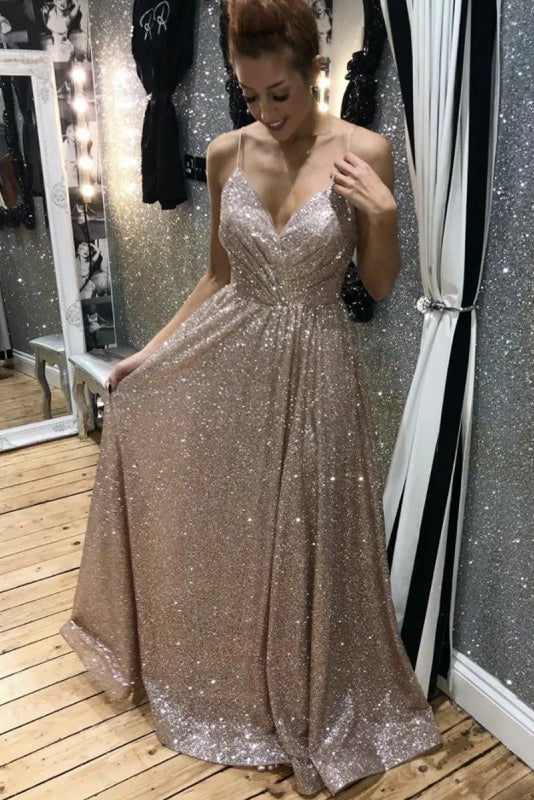 Stunning Formal Evening Gowns, Shiny Spaghetti Straps Long Prom Dresse cherishgirls Stunning Formal Evening Gowns, Shiny Spaghetti Straps Long Prom Dresse cherishgirls