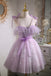 Cute Light Purple Tulle Homecoming Dress with Bowknot, Prom Gown CHH0074