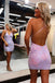 Gorgeous Sequins Backless Bodycon Mini Homecoming Dress, Spaghetti Straps Short Party Dress chh0114